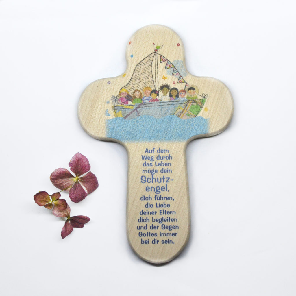 Tauf Rosenkranz hellrosa mit Schutzengel und Schatulle rund Baby Taufe AR 291 